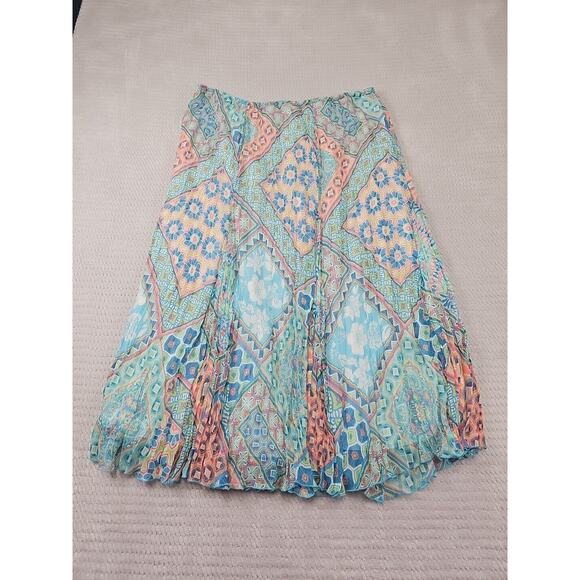 Ruby Rd Skirt Womens 16 Midi Length Floral Geometric Patteren Elastic Waist - Picture 5 of 6